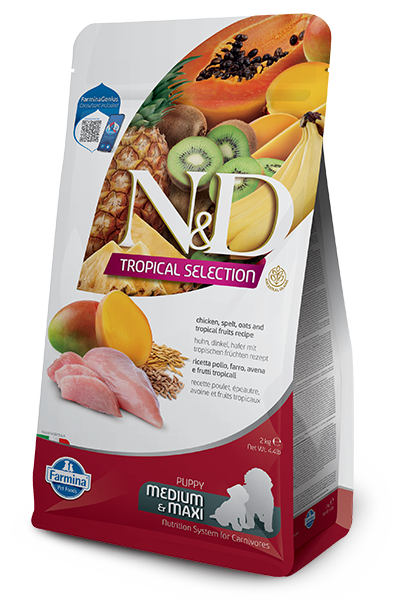 Chicken, spelt, oats and tropical fruits Puppy Medium & Maxi